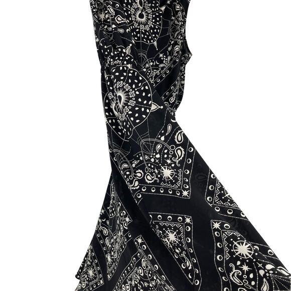 Talbots Plus 1X Sleeveless Black Celestial Print Dress Elastic Waist Sheer Fairy - Picture 14 of 16